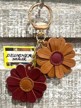 Flower Bag Key Charm NWOT Brown and Burgundy